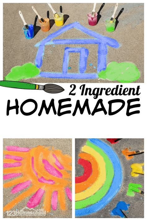 Chalk Paint For Kids, Sidewalk Chalk Paint Recipe, Homemade Sidewalk Chalk, Chalk Activities, Diy Chalk Paint Recipe, Sidewalk Chalk Paint, Sidewalk Paint, Rock Science, Paint For Kids