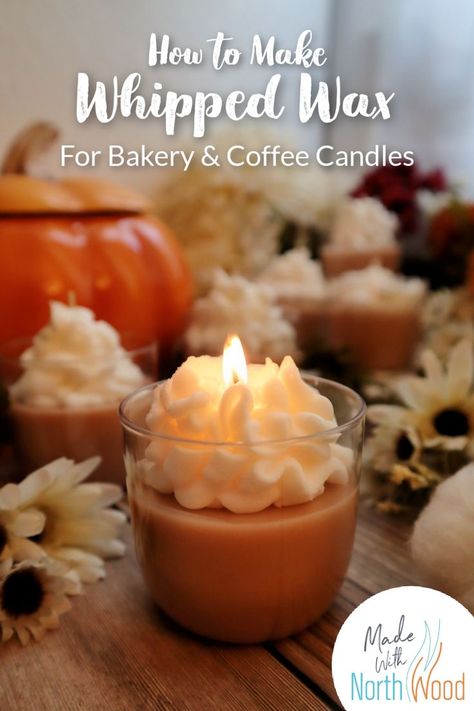 How to make whipped wax for bakery & coffee candles Best Selling Homemade Candles, Natural Scents For Candle Making, Candle Making Coffee Scented, Whipped Wax Diy, Piping Wax For Candles, Diy Coffee Candle How To Make, How To Make Food Candles, Whipped Soy Candles, Whipped Candle Frosting