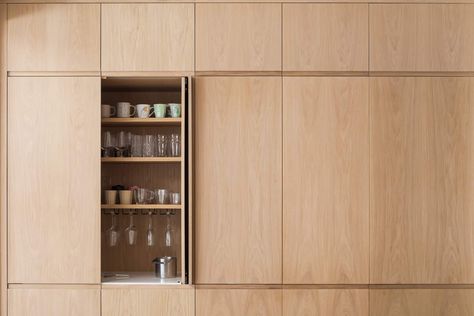 Scandinavian Kitchen London - Sustainable Kitchens Slide In Cabinet Doors, Slide And Hide Doors, Slide And Hide Kitchen Doors, Sliding Door Kitchen Cabinets, Sliding Kitchen Cabinet Doors, Hide Doors, Hide Kitchen, Kitchen Unit Designs, Kitchen London