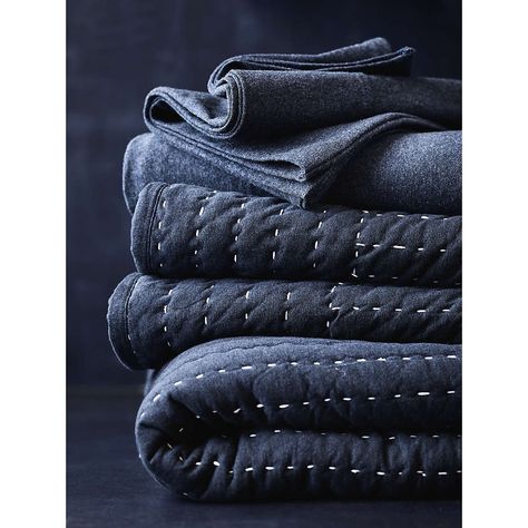 Jersey Bedding: Super Soft Jersey Bedding | Crate & Barrel Navy Quilt Bedding, Modern Rustic Bedding, Blue Sheets Bedding, Boy Bedding Sets, Denim Bedding, Masculine Bedding, Kantha Quilting, Navy Blue Bedding, King Quilt Bedding