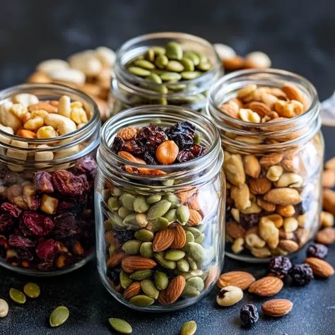 Healthy Trail Mix Recipes: Energy on the Go Easy Trail Mix Recipes, Trail Mix Ideas, Road Trip List, Healthy Trail Mix Recipes, Trail Mix Ingredients, Healthy Trail Mix, Spicy Nuts, Trip List, Trail Mix Recipes