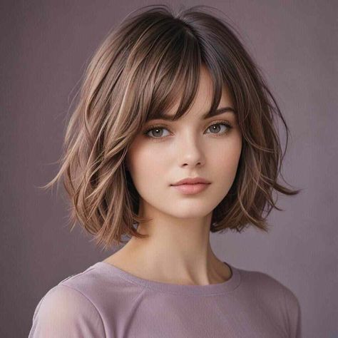 Short Hair For Heart Shaped Faces, Hairstyles For Growing Out Bangs, Wavy Bob With Fringe, Middle Age Hair, Haircuts For Heart Shaped Faces, Blonde Wavy Bob, Long Bob With Fringe, Egyptian Hairstyles, Fishtail Updo