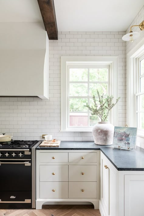 The Beauty of Soapstone Counters (+ why we chose them for our kitchen) - The Inspired Room W Design Collective, Soapstone Kitchen, Soapstone Counters, Kitchen 2023, Soapstone Countertops, Subway Tile Kitchen, Black Countertops, W Design, Timeless Kitchen