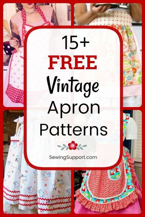 20 FREE Vintage Apron Patterns Apron Patterns Free, Retro Apron Patterns, Vintage Apron Patterns, Free Apron Pattern, Apron Styles, Ruffled Apron, Vintage Apron Pattern, Apron Pattern Free, Apron Tutorial