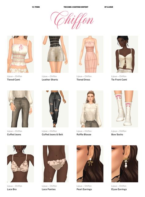 Chiffon Set | Full Download (updated 21/07/24) | Patreon Sims Packs, Cc Packs, Sims 4 Cas Mods, Sims 4 Cc And Mods, The Sims 4 Packs, Cc Sims4, Sims 4 Mm Cc, Sims 4 Expansions, Clothes Cc