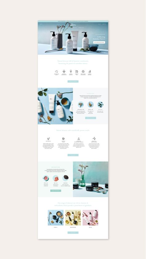 Alkira Skincare Web Design Services Webpage Design, Skincare Website Design Layout, Ux Design Inspiration Web, Cosmetic Website Design Layout, Website Page Layout, Website Banner Design Ideas, Skincare Landing Page, Landing Page Layout Design, Skincare Website Design Inspiration