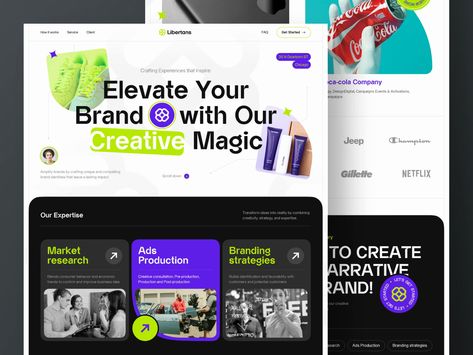 Agency Website Inspiration, Desain Ux, Creative Agency Website, Marketing Agency Website, Unique Website Design, Website Banner Design, Agency Website Design, Social Media Branding Design, Ui Design Website