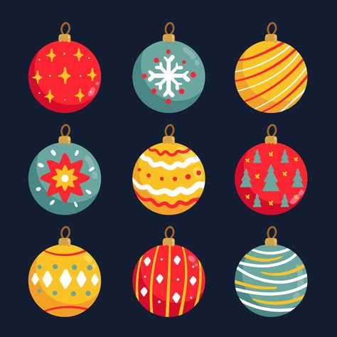 Free Vector | Hand drawn flat christmas ball ornaments collection Free Printable Christmas Decorations, Printable Christmas Decorations, Christmas Tree Background, Merry Christmas Background, Ornament Drawing, Mdf Crafts, Paper Christmas Ornaments, Christmas Balls Decorations, Business Christmas