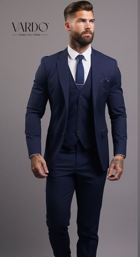 Buy Classic Navy Blue Men's Three-piece Notch Lapel Suit Tailored Fit Formal Wear for Weddings, Business, the Rising Sun Store, Vrado Online in India - Etsy White Wedding Suits For Men, Blue Black Suit, Navy Blue 3 Piece Suit, Three Piece Suit Wedding, Navy Blue Suit Men, Wedding Suits Men Blue, 3 Piece Suit Men, Reception Suits, Blue Mens Suit