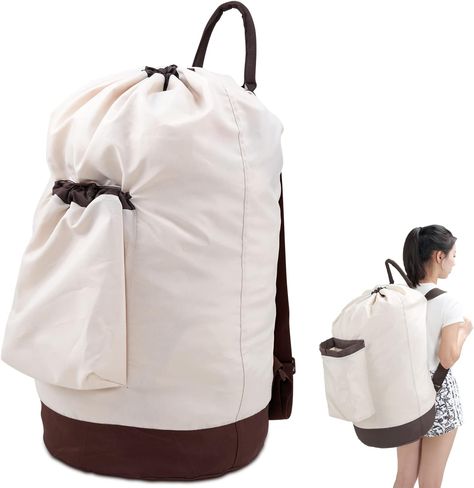 Amazon.com: Laundry Bag Backpack for College, Large Laundry Bag with Detergent Holder and Adjustable Shoulder Straps, Durable Clothes Travel Laundry Backpack Hamper Bag Dorm Room Essentials (Khaki w Brown) : Home & Kitchen Detergent Holder, Dorm Laundry, College Dorm Checklist, Backpack For College, Dorm Checklist, Bag For College, My Dorm Room, Travel Laundry Bag, College Dorm Room Essentials