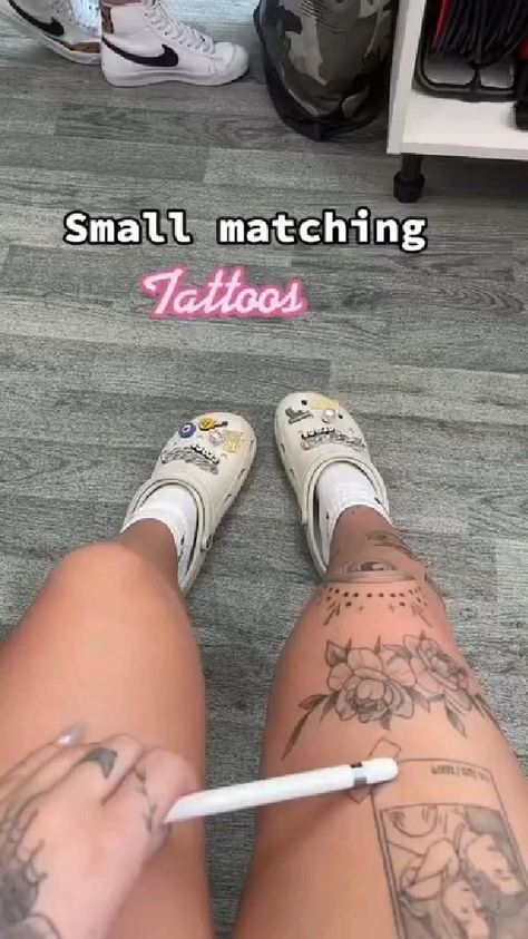 Bestie Tattoos, Cute Matching Tattoos, Matching Friend Tattoos, Small Matching Tattoos, Matching Tats, Cute Simple Tattoos, Matching Friend, Sharpie Tattoos, Best Friend Couples