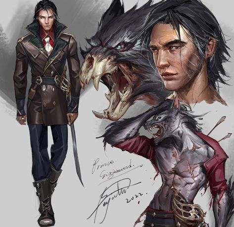 Werewolf Concept Art, Hybrid Aesthetic, Two Different Colored Eyes, Werewolf Hunter, Modern Vampires, Steampunk Characters, Monster Hunter Series, Different Colored Eyes, Hybrid Art