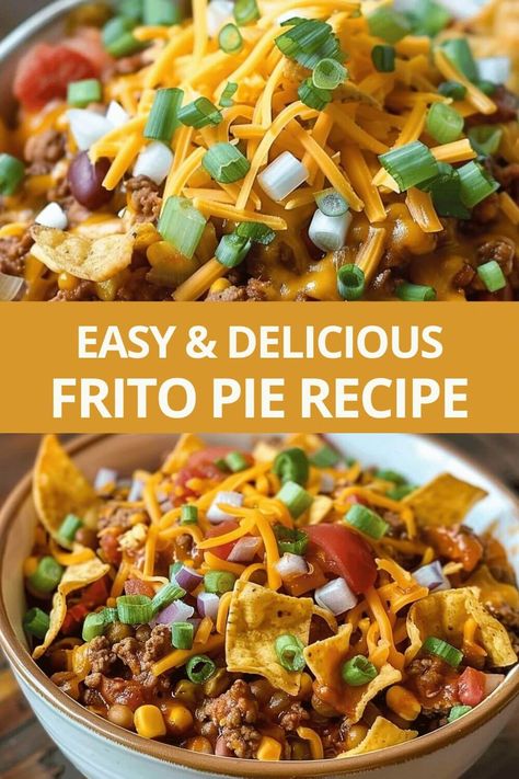 Frito Pie Recipe Fritos Pie Recipe, Frito Bowl Recipes, Frito Pie Casserole Easy, Frito Pie Bar Ideas, Healthy Frito Pie, Best Frito Pie Recipe, Frito Bowls, Frito Boats Recipes, Frito Pie Recipe With Canned Chili