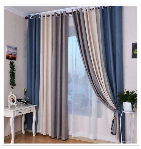 Blue Curtains Living Room, Room Decor Curtains, Beige Curtains, Plain Curtains, Living Room Decor Curtains, Living Room Red, Trendy Living Rooms, Blue Curtains, Stylish Curtains