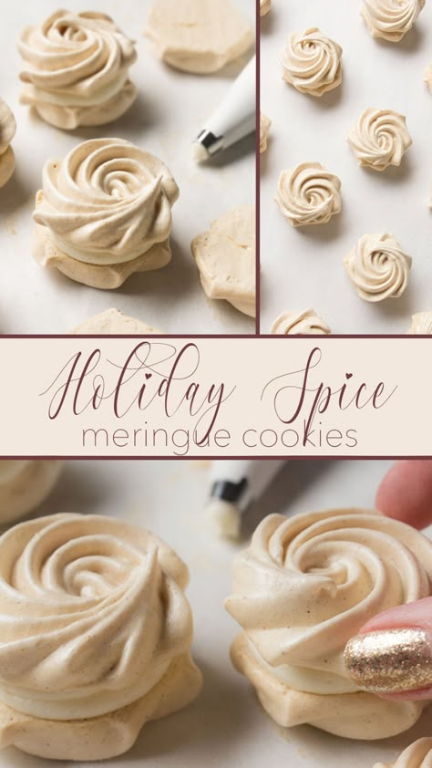 Gingerbread Meringue Cookies, Meringue Sandwich Cookies, Merguine Cookies Recipe, Meringue Cookies With Meringue Powder, Xmas Meringues, Flavored Meringue Cookies, Fall Meringue Cookies, Meringue Recipe Cookies, Flavored Meringues