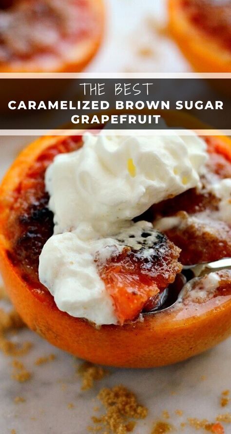 Loaded with flavor, this Caramelized Brown Sugar Grapefruit is broiled to perfection, resulting in a sweet and tangy treat that will tickle your taste buds!  #grapefruit #grapefruitrecipe #caramelizedgrapefruit #breakfast #dessert #healthydessert #grapefruitdessert Grapefruit Snack Ideas, Red Grapefruit Recipes, Things To Make With Grapefruit, White Grapefruit Recipes, Grapefruit Recipes Dinner, Fresh Grapefruit Recipes, Grapefruit Breakfast Ideas, What To Do With Grapefruit, Brulee Grapefruit