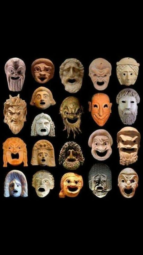 Greek Drama Masks, Greek Theater Masks, Greek Masks, Greek Mask, Ritual Ideas, Greek Plays, Ancient Greek Theatre, Theater Masks, Greek Theater