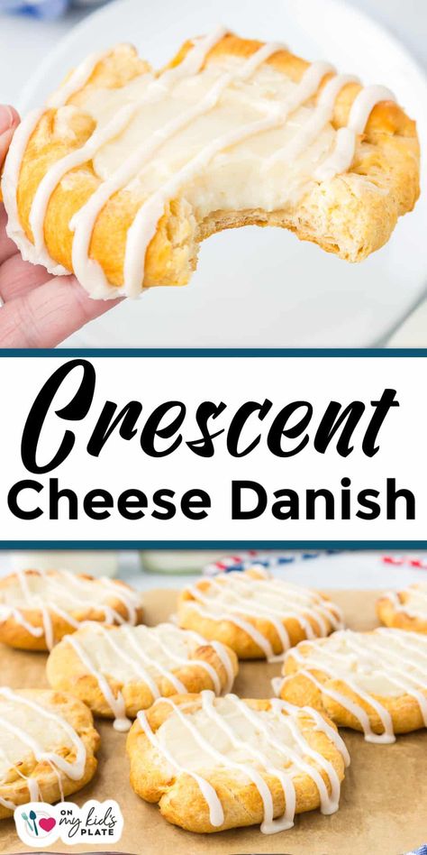 Crescent Roll Cream Cheese Danish, Crescent Roll Cream Cheese, Crescent Roll Danish, Cream Cheese Danishes, Breakfast Cheese Danish, Cheese Danishes, Crescent Roll Dessert, Cream Cheese Danish Recipe, Easy Crescent Rolls