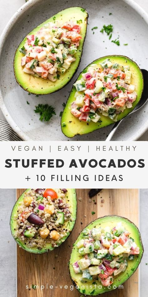 Stuffed Avocados - Full of creaminess and healthy fats, avocados are a wonderful addition to your healthy lifestyle and can be eaten often. And these Stuffed Avocados are a great way to add them to your diet! Perfect snack, light lunch, and great for entertaining. Vegan recipe. #veganrecipes #healthyrecipes #avocado #wfpb Raw Meals, Stuffed Avocados, Avocado Recipes Healthy, Raw Recipes, Raw Diet, Raw Food Diet, Raw Foods, Raw Vegan Recipes, Light Lunch