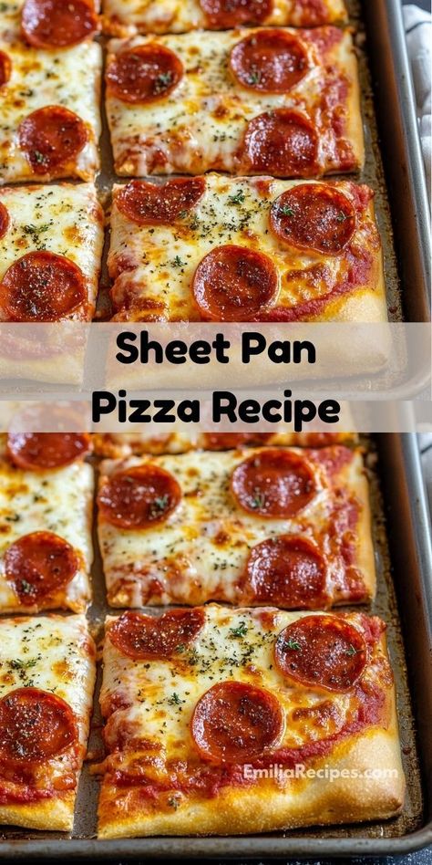 Need sheet pan dinner ideas? This Sheet Pan Pizza and Quick Homemade Dough recipe is among the best dinner recipes for family. It’s easy to make and a favorite among sheet pan recipes and pizza dinner ideas. Homemade Individual Pizza, Homemade Pizzas Easy, Pizza Bars Recipe, How To Make Pizza Crust, Sheet Pizza Dough Recipe, Homemade Pizza Sheetpan, Homemade Pizza Ideas Easy, Recipes For Pizza Dough, Sheet Pan Pizza Dough Recipe