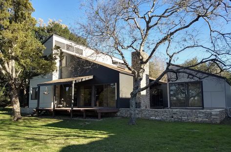 A 1970’s Shed Style House… Updated! | Architectural Observer 1970s House Exterior, 1970 Architecture, House Exterior Update, Shed Style House, 70s Contemporary Home, 70s House Exterior, Wood Siding House, 70’s House, Contemporary Sheds