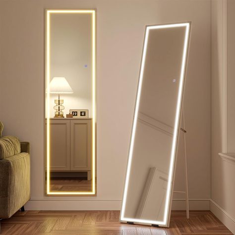 Light Up Full Body Mirror, Full Length Mirror In Bedroom With Lights, Full Body Mirrors With Lights, Floor Length Mirror With Lights, Fully Body Mirror, Led Body Mirror, Full Body Wall Mirror, Led Full Length Mirror, Cute Body Mirrors