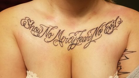 Show no mercy fear no evil Feel No Evil Tattoo, Mercy Tattoo Words, Show No Mercy Tattoo, I Will Fear No Evil Tattoo, Good And Evil Tattoos Women, Fear No Evil Tattoo, See No Evil Speak No Evil Tattoo Woman, Cross Finger Tattoos, Evil Tattoo