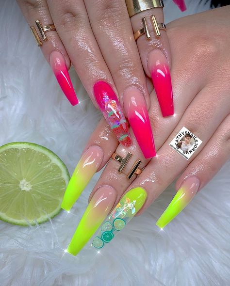 Luxury Pedicure, Modern Nail Salon, Vibrant Nail Colors, Lemon Nails, Funky Nail Art, Pink Ombre Nails, Daily Nails, Long Nail Designs, Exotic Nails