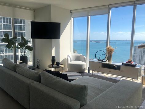 Brickell Miami Aesthetic, Miami Brickell Apartment, Real Estate Apartments, Brickell Miami Apartments, Miami Condo Interiors, Miami Apartment Aesthetic, Miami Condo Decor, Miami Apartment Decor, Apartment Miami