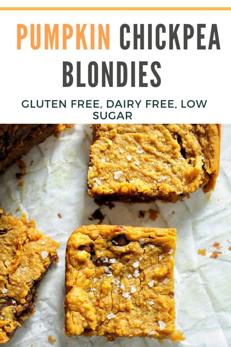 Pumpkin Chickpea, Chickpea Blondies, Gluten Free Pumpkin Recipes, Dairy Free Pumpkin, Vegan Pumpkin Recipes, Pumpkin Recipes Healthy, Savory Pumpkin Recipes, Pumpkin Treat, Pumpkin Recipes Dessert