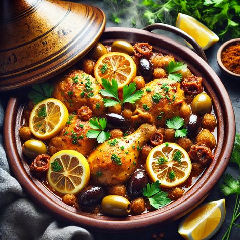 Here’s a traditional Moroccan Chicken Tagine recipe with a step-by-step guide for preparation. You can use a tagine pot or a regular heavy-bottomed pot if you don't have a tagine. This recipe is a classic way to enjoy the rich flavors of Morocco. Tagine Recipes Chicken, Gluten Free Couscous, Moroccan Chicken Tagine, Tagine Pot, Moroccan Tagine, Chicken Tagine, Tagine Recipes, Gourmet Dishes, Moroccan Chicken