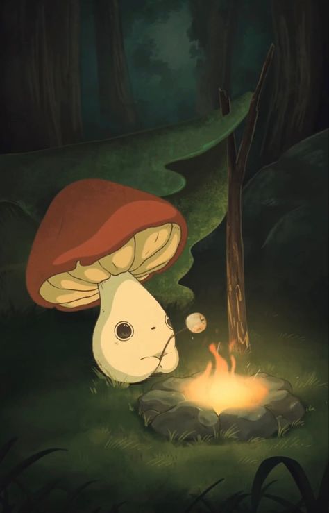 Studio Ghibli Mushroom, Cute Mushroom Drawing, Cartoon Realism, How To Draw Eyes, Mushroom Wallpaper, Mushroom Drawing, Draw Eyes, Arte 8 Bits, Cute Mushroom