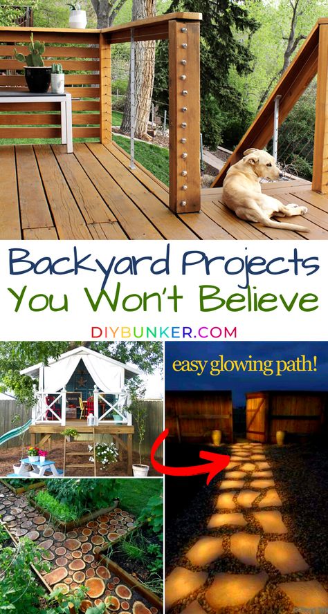 DIY Backyard Ideas | Create your own personal escape using your backyard. This list features some cheap DIY projects that can transform any yard, big or small. #backyard #diy #projects #backyards #diys #projects Small Backyard Diy, Easy Outdoor Projects, Gemüseanbau In Kübeln, Diy Patio Ideas, Easy Backyard Diy, Cheap Diy Projects, Backyard Design Ideas Budget, Backyard Ideas On A Budget, Diy Backyard Patio