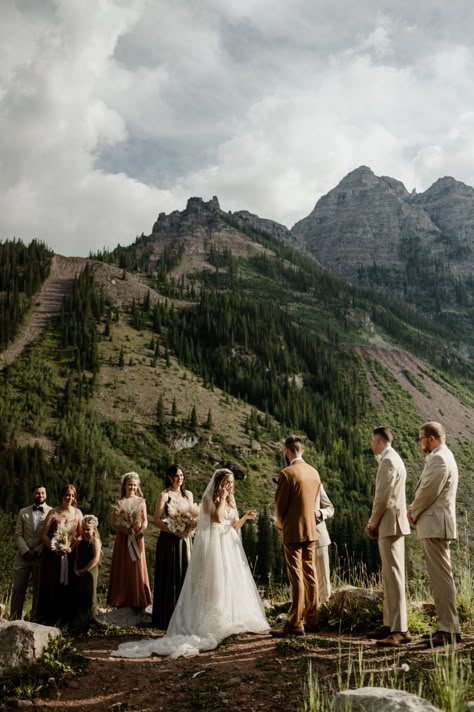 Elope in Colorado | Elopement Packages Colorado Boho Chic Mountain Wedding, Married In The Mountains, Weddings In Colorado, Wedding Inspiration Mountain, Maroon Bells Colorado Wedding, Maroon Bells Amphitheater Wedding, Muir Woods Wedding, September Mountain Wedding, Micro Wedding Mountains