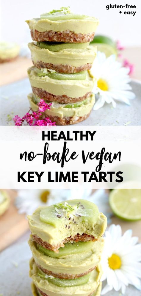 Healthy Key Lime, No Bake Key Lime, Vegan Key Lime, Key Lime Tarts, Mini Tart Recipes, Key Lime Desserts, Lime Tart, Vegan Summer Recipes, Mini Tarts