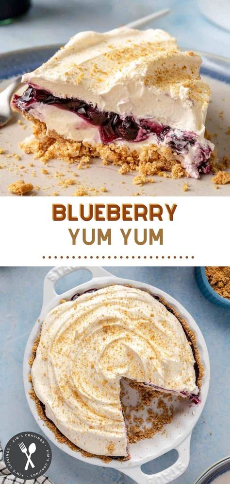 Blueberry Yum Yum Recipe, Easy Blueberry Desserts, Graham Cracker Crust Cheesecake, Blueberry Crunch, Blueberry Yum Yum, Cheesecake Blueberry, Savory Dessert, Lunch Smoothie, Layered Dessert