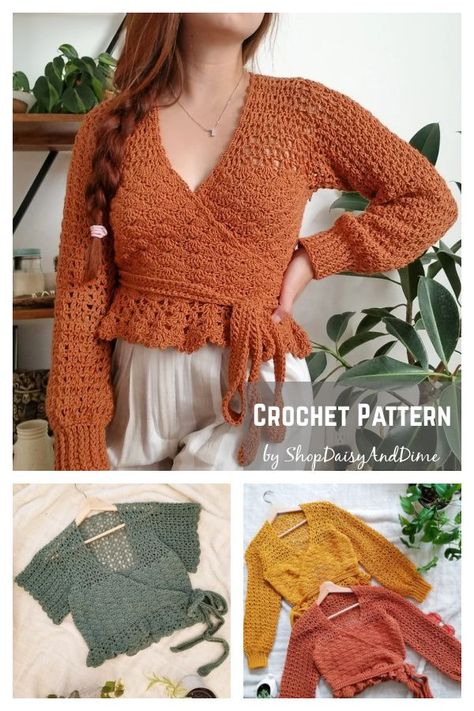 Wrap Top Pattern Free, Lace Cardigan Crochet, Crochet Wrap Top Pattern, Wrap Sweater Pattern, Lace Cardigan Pattern, Lace Crochet Cardigan, Peplum Wrap Top, Crochet Bolero Pattern, Cardigan Crochet Pattern