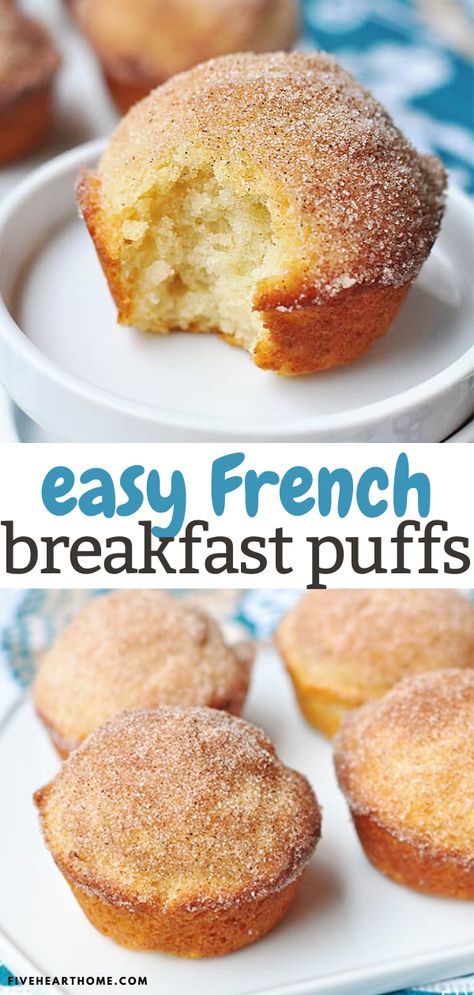 French Puff Muffins, Cinnamon Puffs Recipe, French Breakfast Puffs Recipe, Cheap Breakfast Recipes, Unique Breakfast Ideas Simple, French Brunch Menu Ideas, French Puffs, Fast Breakfast Ideas Healthy, Cheap Healthy Breakfast