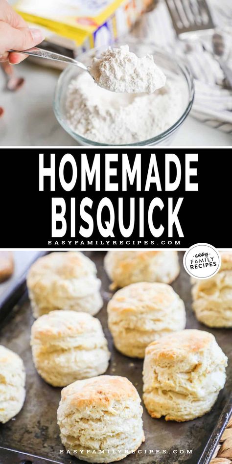 This Homemade Bisquick is so great to have in the pantry for whenever baking mix is needed! No mystery ingredients and no need to pay grocery store prices when you use just five simple pantry ingredients for homemade Bisquick mix. Use this homemade Bisquick mix recipe for everything from easy pancakes to buttery biscuits to dumplings and so much more! What Is Bisquick, Homemade Bisquick Mix Recipe Small Batch, How To Make Bisquick Biscuits Better, Simple Homemade Biscuits Recipes, Bisquick From Scratch, Original Bisquick Dumpling Recipe, Bisquick Biscuits Easy, Diy Bisquick Mix Recipes, Homemade Baking Mix Recipes