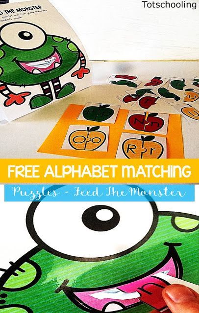 FREE alphabet game for preschoolers. Match letter cases to complete the apple puzzles, feed them to the monster, then write down the letters they fed to the monster. Preschool Freebies, Monster Alphabet, Reading Games For Kids, Feed The Monster, Writing Alphabet, Game For Preschoolers, Education Printables, Monster Activities, Free Educational Printables