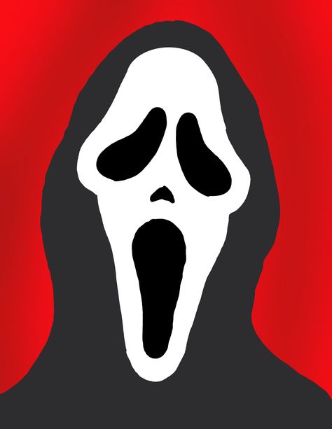 Easy Drawings For Wall Decor, Cute Easy Digital Art, Ghost Face Paintings Easy, Halloween Painting Inspo Easy, Ghost Face Sketch Easy, Easy Emo Painting Ideas, Ghostface Simple Drawing, Scream Face Painting, Scream Painting Aesthetic Easy