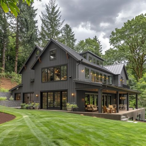 GALLERY – BarndoModern Barndominium Homes Exterior, Different Home Styles Architecture, Chic Barndominium, Modern Country Houses, Mountain Style Home Exterior, Home In Mountains, Barndo Decorating Ideas, Mountain House Floor Plans, Barndominium Elevation Ideas