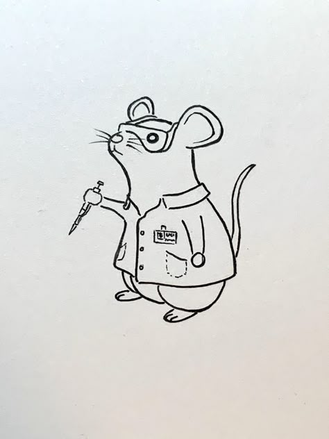 Lab Mouse Tattoo, Lab Rat Tattoo, Chimestry Art, Laboratory Tattoo Ideas, Laboratory Tattoo, Cute Rat Tattoo, Cute Rat Drawings, Rat Doodle, Lab Drawing