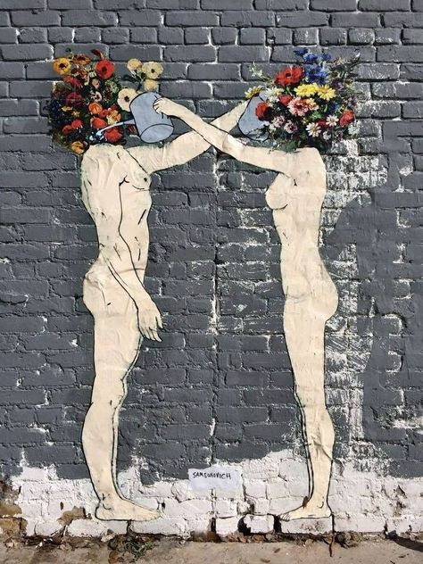 Help eachother grow instead of destroying each other. Art Beat, Amazing Street Art, Wow Art, Art Et Illustration, Graffiti Street Art, Art Street, Street Art Graffiti, Art Graffiti, Pics Art