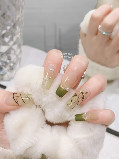 Trendy Nail Designs Unique, Asian Nails, Green Nail Designs, Nagel Tips, Blush Nails, Pretty Gel Nails, Really Cute Nails, Easy Nails, Nail Swag