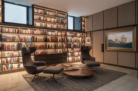 6-Ideas-For-A-Luxury-Home-Library-01 6-Ideas-For-A-Luxury-Home-Library-01 Luxury Home Library, Modern Home Library, Home Office Library, Contemporary Home Office, Modern Office Design, Home Library Design, Casa Vintage, Home Libraries, Library Design