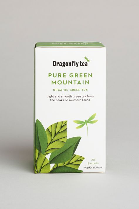 Dragonfly Tea — Core Packaging – Charlie Smith Design Tea Packet Design, Tea Packaging Design Boxes, Green Tea Packaging Design, Green Packaging Design, Packaging Design Tea, Herb Packaging, Green Tea Packaging, Tea Packing Design, Matcha Design