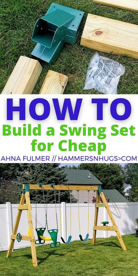 Homemade Swing Set, Swing Set Plans, Swing Set Diy, Diy Swing, Kids Backyard Playground, Play Area Backyard, Backyard Kids Play Area, Backyard Swings, Diy Playground