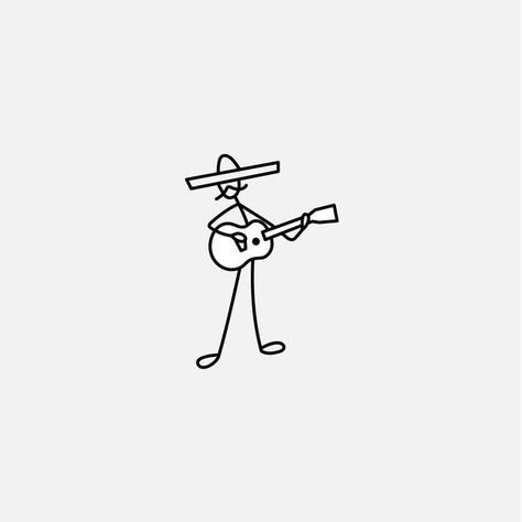 Tiny Man Tattoo, Stick Man Sticker, Cool Tiny Tattoos For Men, Funny Stick Figure Tattoos, Tattoos For Guitarists, Stick Man Tattoo Simple, Cute Tattoos Men, Tattoo Ideas For Men Small Simple, Guitarist Tattoo Ideas