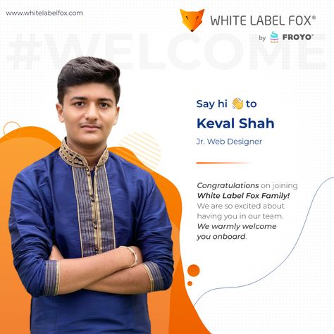 Hello everyone!👋 We are thrilled to expand our team and welcome new employees Keval Shah to the White Label Fox Team. . . #welcome #newjoning #newemployee #newteammember #newemployee #team #bestwishes #career #growth #onboarding #welcometotheteam #bestwishes #onboard #joining #joiningtheteam #liftatwhitelabelfox #rajkot #whitelabelfox Employee Onboarding Template, New Joinee Welcome Template, Welcome New Employee, Onboarding New Employees, Employee Quotes, Hiring Poster, Welcome Post, Employee Onboarding, Welcome To The Team